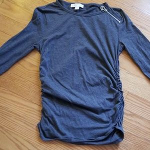 Michael Kors logo zipper ruched 3/4 sleeve